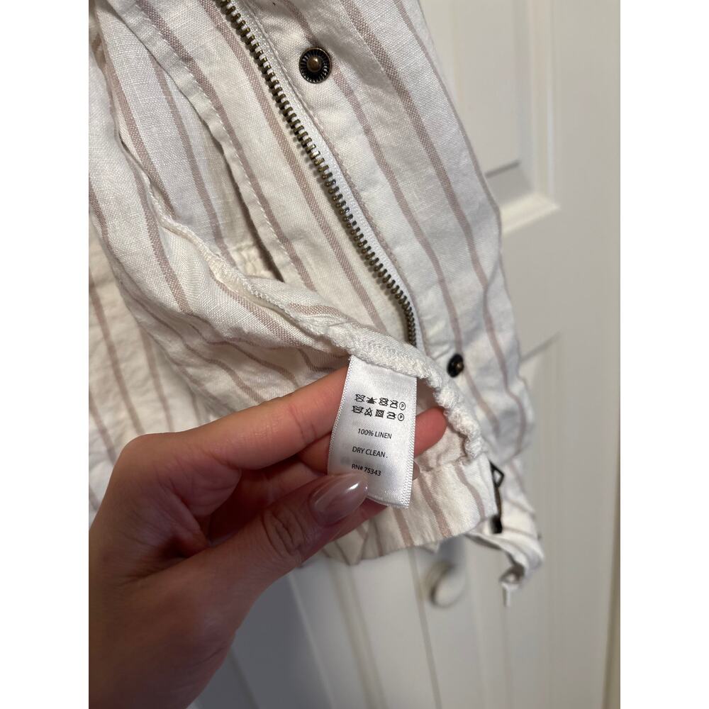 Artisan & Fox Linen Striped Zip-Up Jacket L - Picture 5 of 9